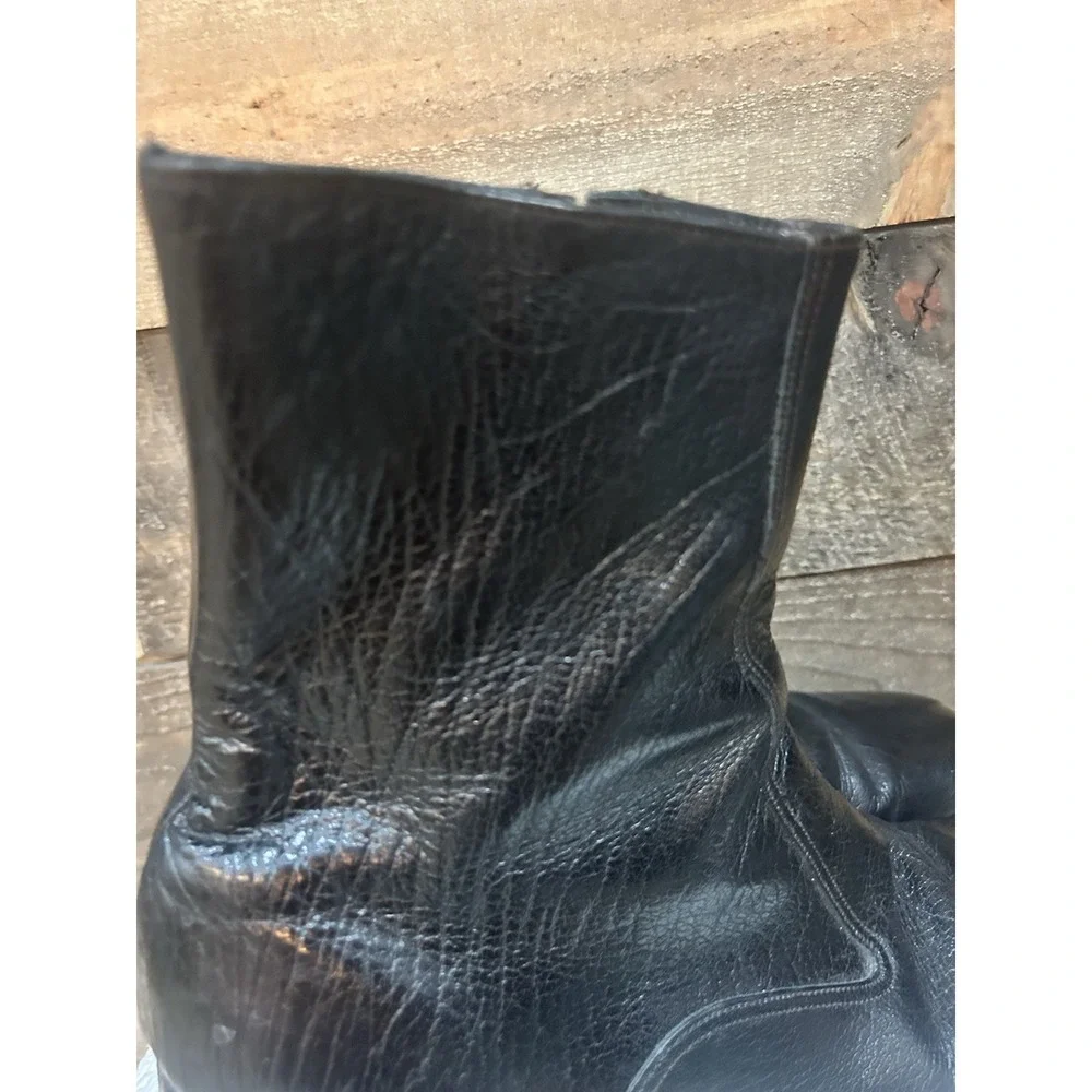 Florsheim Mid Calf Fashion Boots Men's 9 B Black Leather Vintage‎ 70's Look Cool